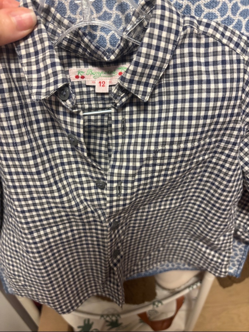 Like new! Bonpoint Gingham Button-Up Shirt! Size 12 mo! Adorable!